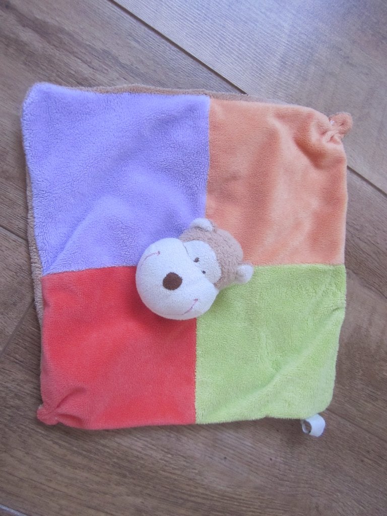 Vrolijk gekleurd zacht pluche knuffel-knisperdoek aap, Met geluid, Gebruikt, Overige merken, Overige karakters