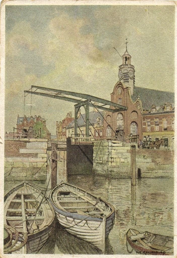 Sluisbrug, Aelbrechtskolk te Delftshaven - ongelopen, Ophalen of Verzenden, 1940 tot 1960, Ongelopen, Zuid-Holland