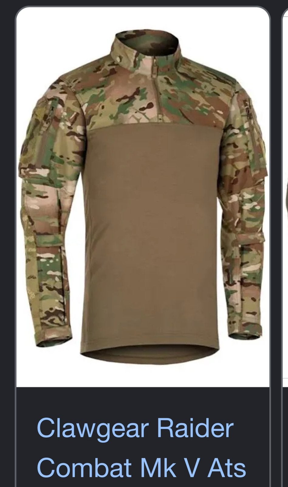 Clawgear Raider Combat Shirt MK V ATS Flex Multicam, Ophalen of Verzenden, Landmacht, Overige gebieden, Kleding of Schoenen