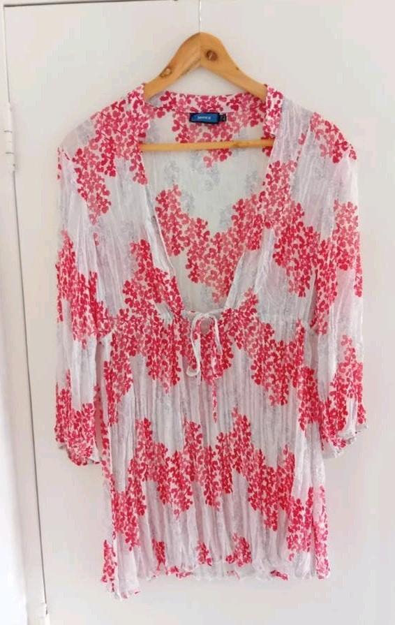 Mexx semi transparante blouse tuniek blauw bloemenprint 40, Maat 38/40 (M), Mexx, Blauw, Ophalen of Verzenden