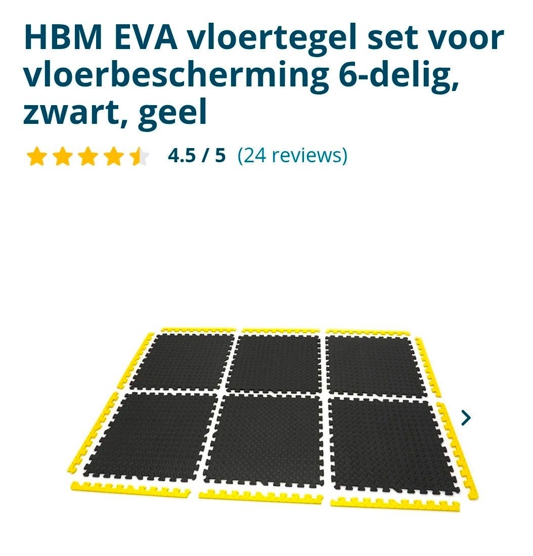 HBM EVA Vloertegel Set 6-delig Zwart/Geel., Ophalen, 40 tot 60 cm, Nieuw, Minder dan 5 m²