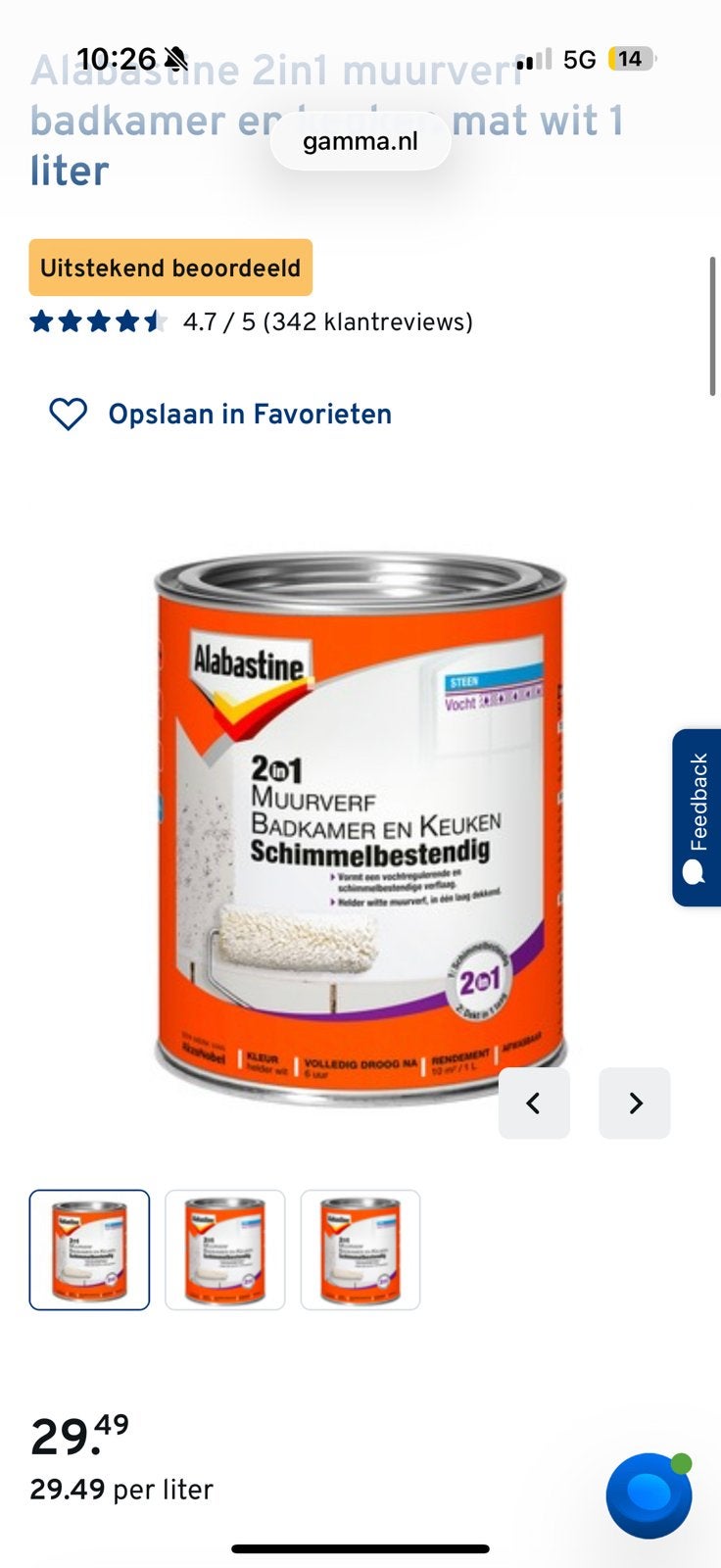 Badkamer verf albastine wit, Ophalen of Verzenden, Zo goed als nieuw, Wit