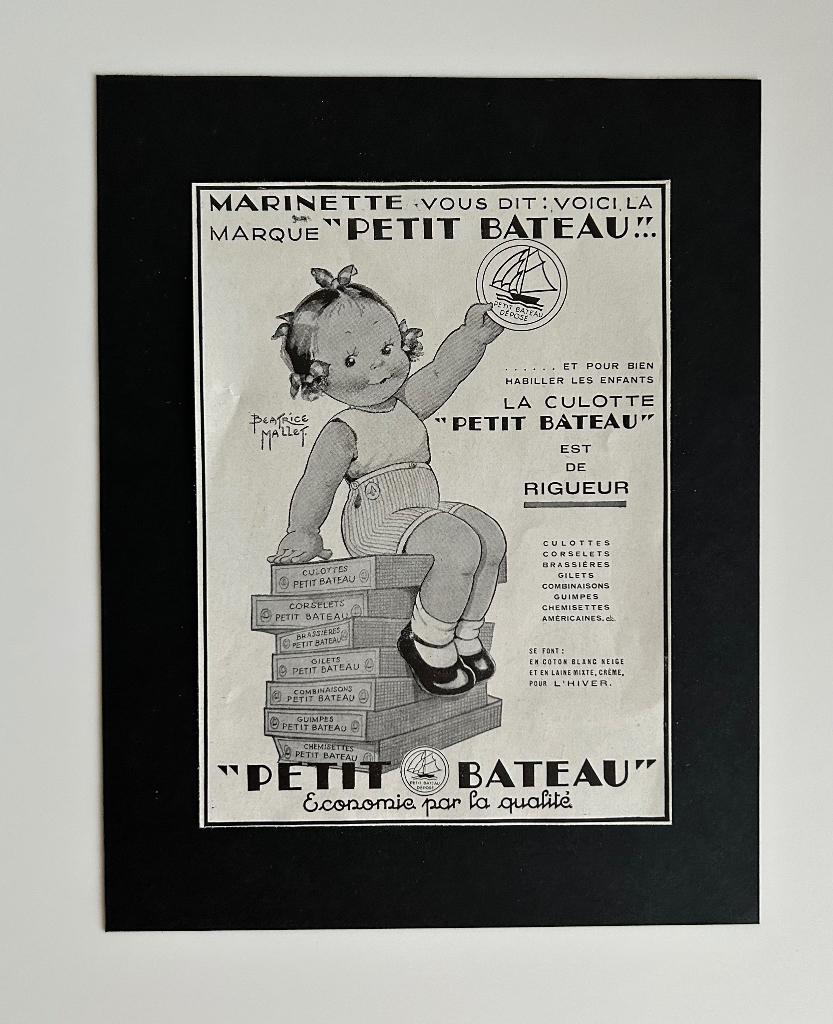 deco kleine oude papieren reclame - Petit Bateau - Martell, Verzamelen, Ophalen of Verzenden, Huis en Inrichting
