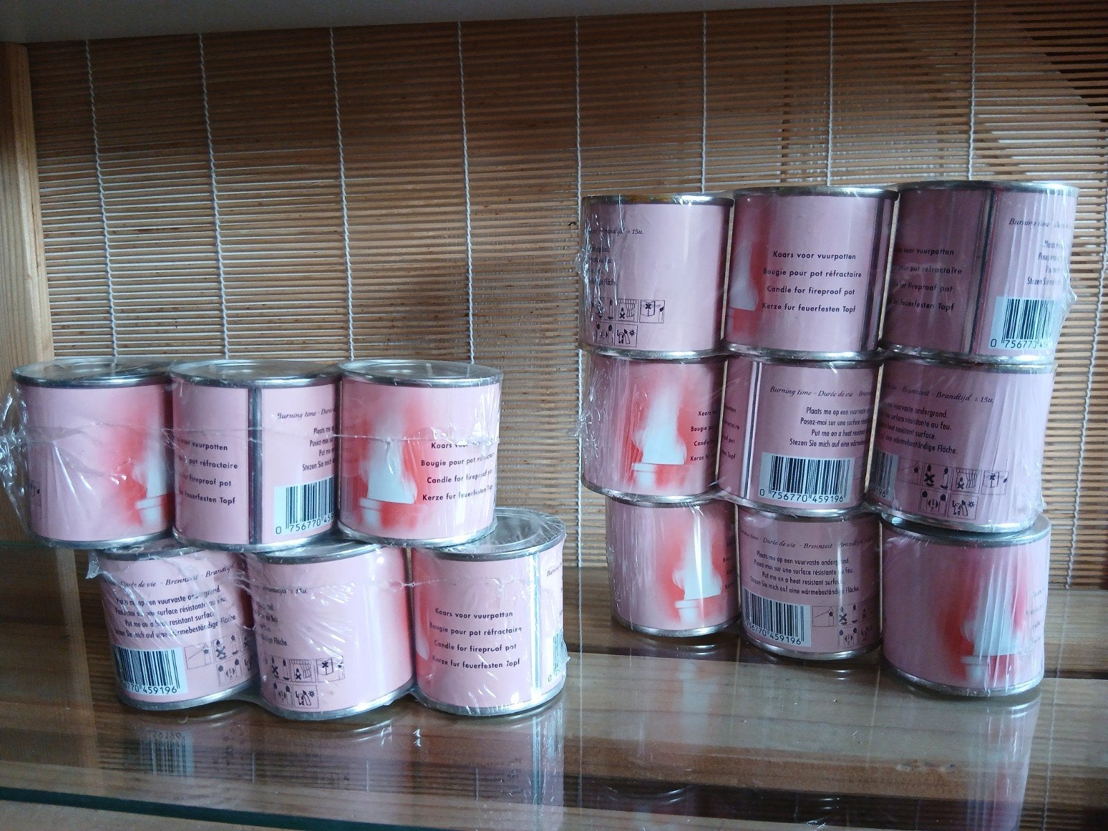 Roze kaarsen in blik - set van 12, Ophalen of Verzenden, Nieuw, Overige materialen, Minder dan 25 cm