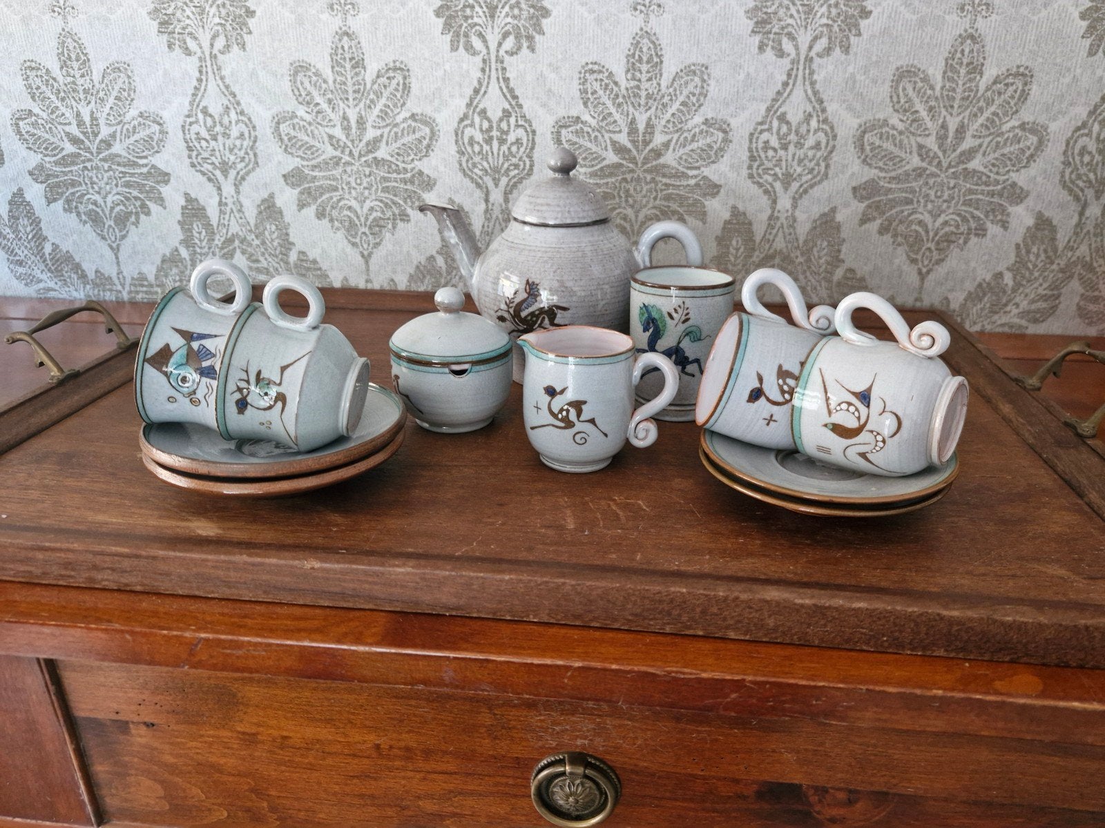 AMHA Holland Mid-Century Servies - 9 delig (fabeldieren), Ophalen of Verzenden