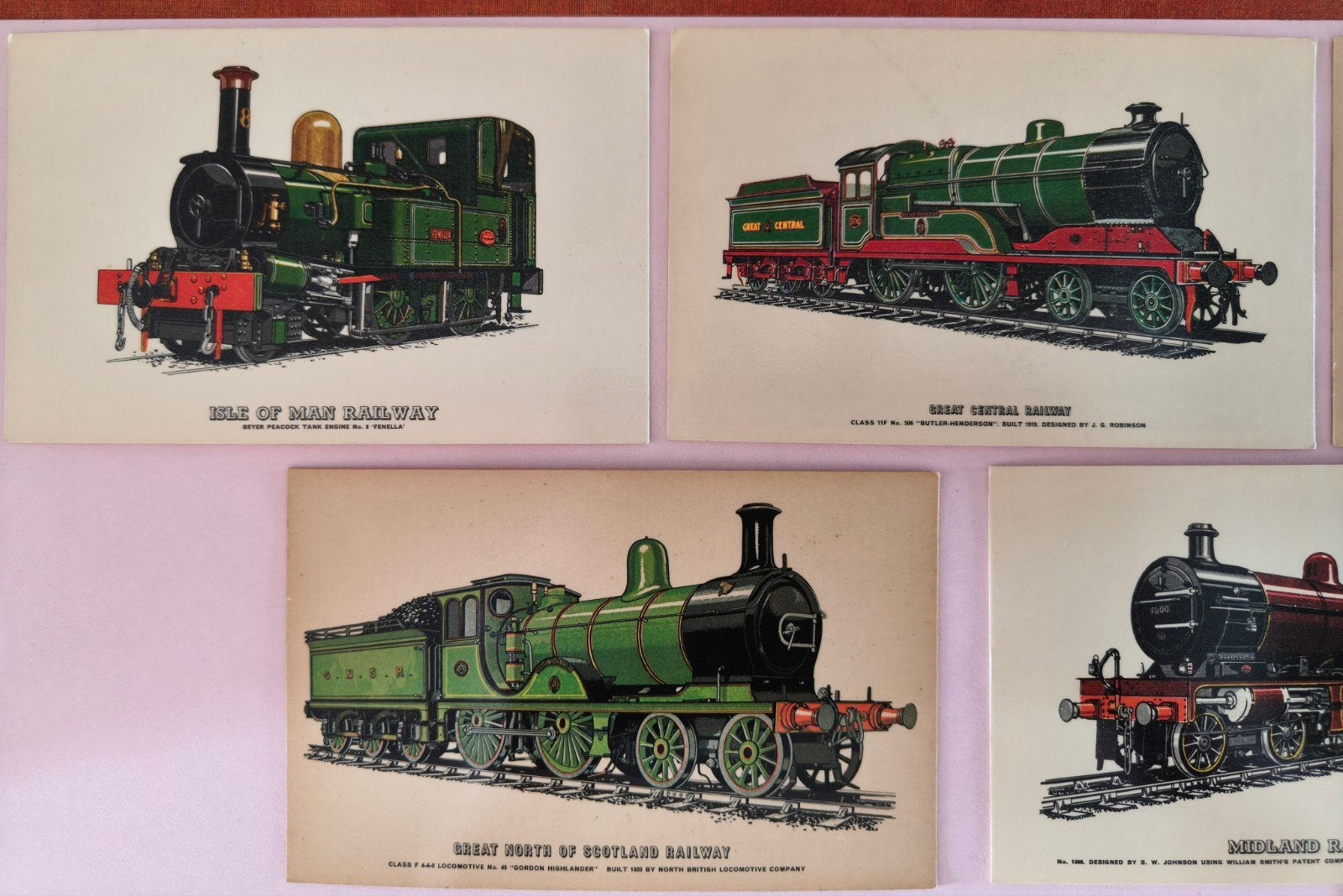 Set van 7 vintage locomotief prenten - Treinen, Ophalen of Verzenden, Gebruikt, Trein, Kaart of Prent