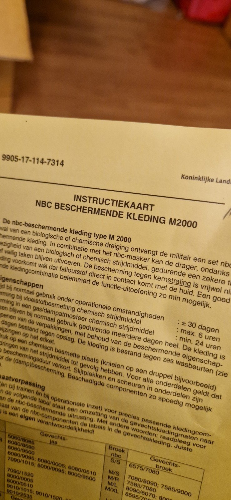 Nbc beschermings uitrusting M2000, Verzamelen, Ophalen of Verzenden, Landmacht, Nederland, Kleding of Schoenen