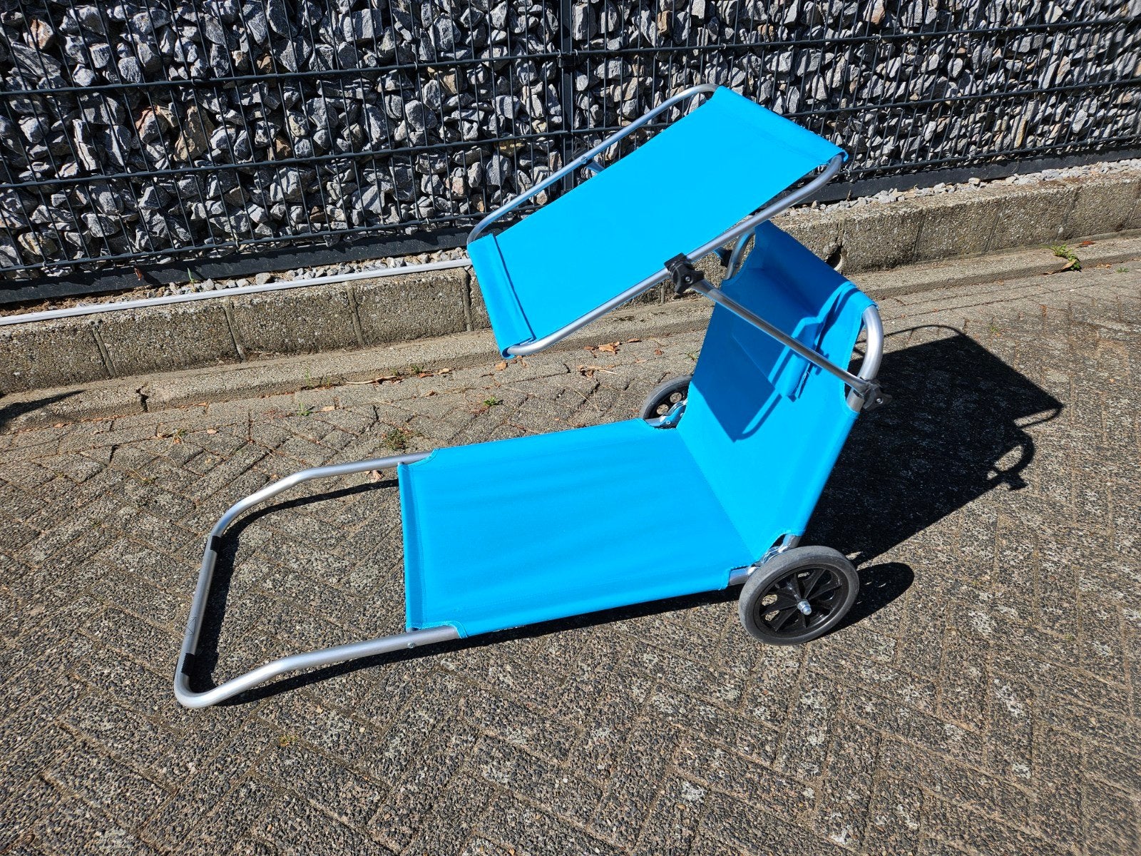 Opvouwbare strandstoel met wielen en zonnescherm, Ophalen, Opvouwbaar, Gebruikt