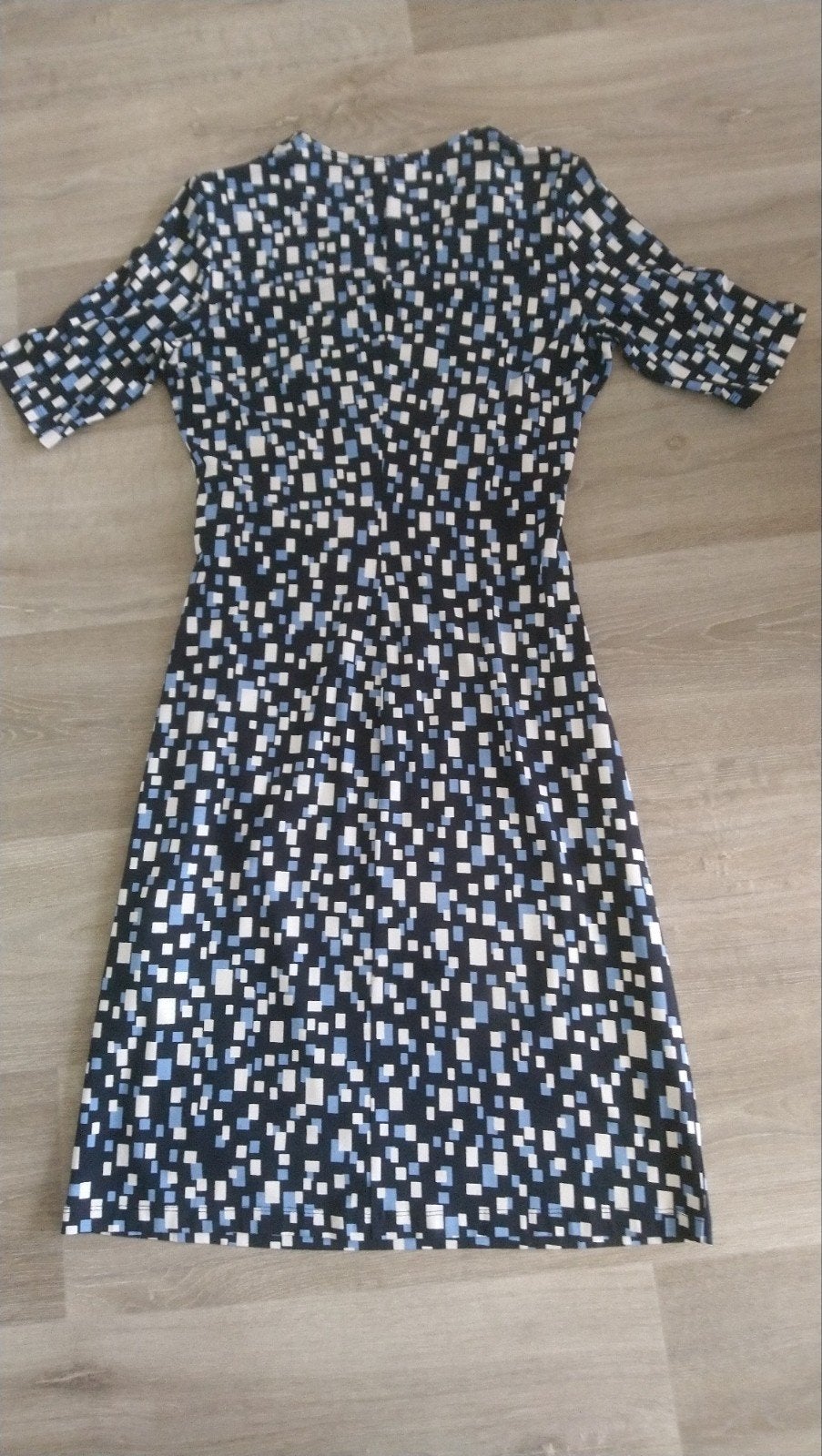 Blauwe jurk met blauw/witte blokjesprint Gerry Weber maat 40, Blauw, Nieuw, Knielengte, Gerry weber