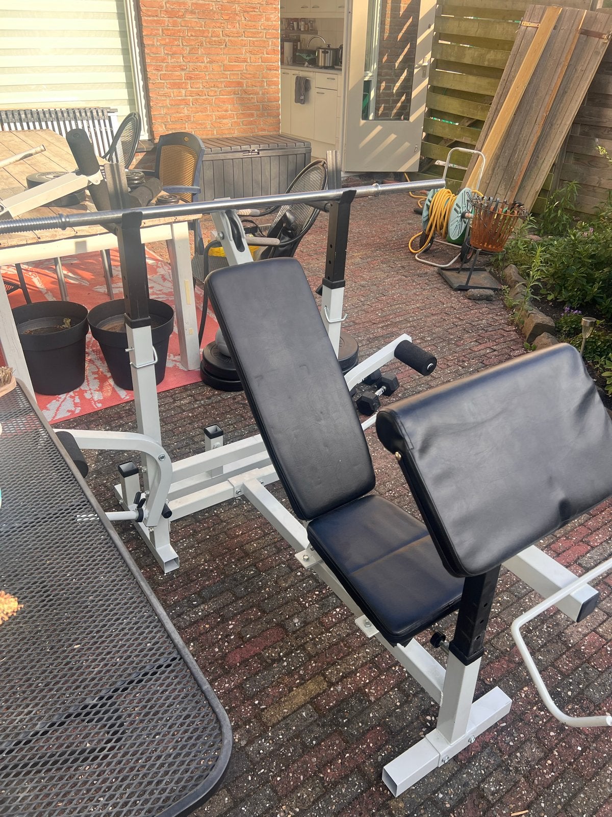 Fitnessbank met Halters en Gewichten, Ophalen, Gebruikt, Benen, Fitnessbank
