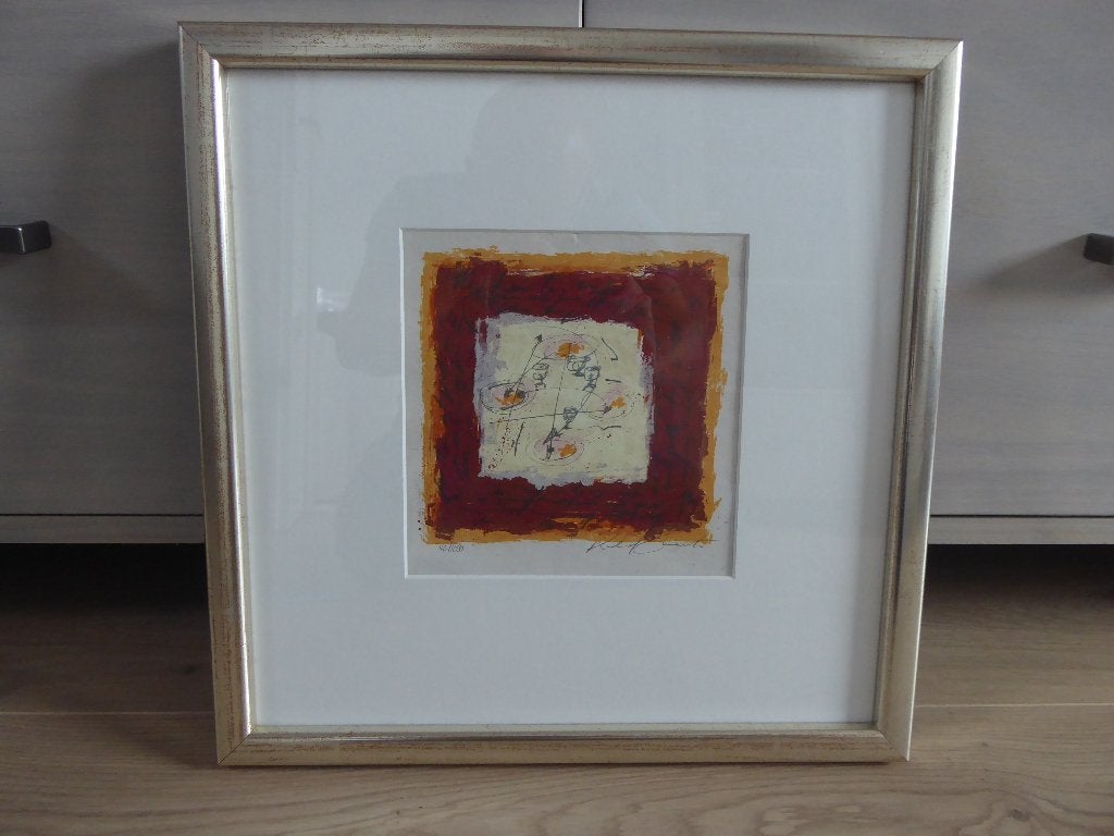 Zeefdruk - Richard Smeets - Tafelgesprekken - ingelijst, Antiek en Kunst, Kunst | Litho's en Zeefdrukken, Gelimiteerde oplage