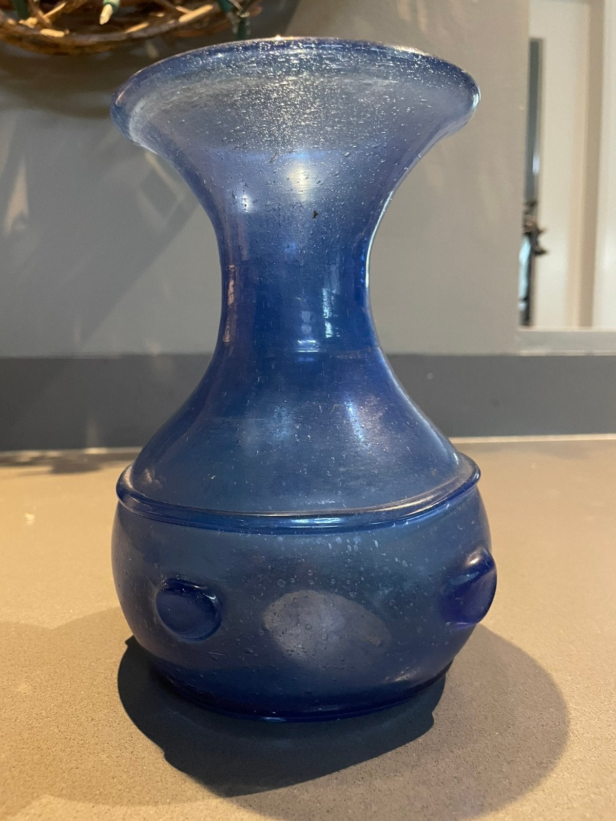 Blauwe handgeblazen vaas, Ophalen of Verzenden