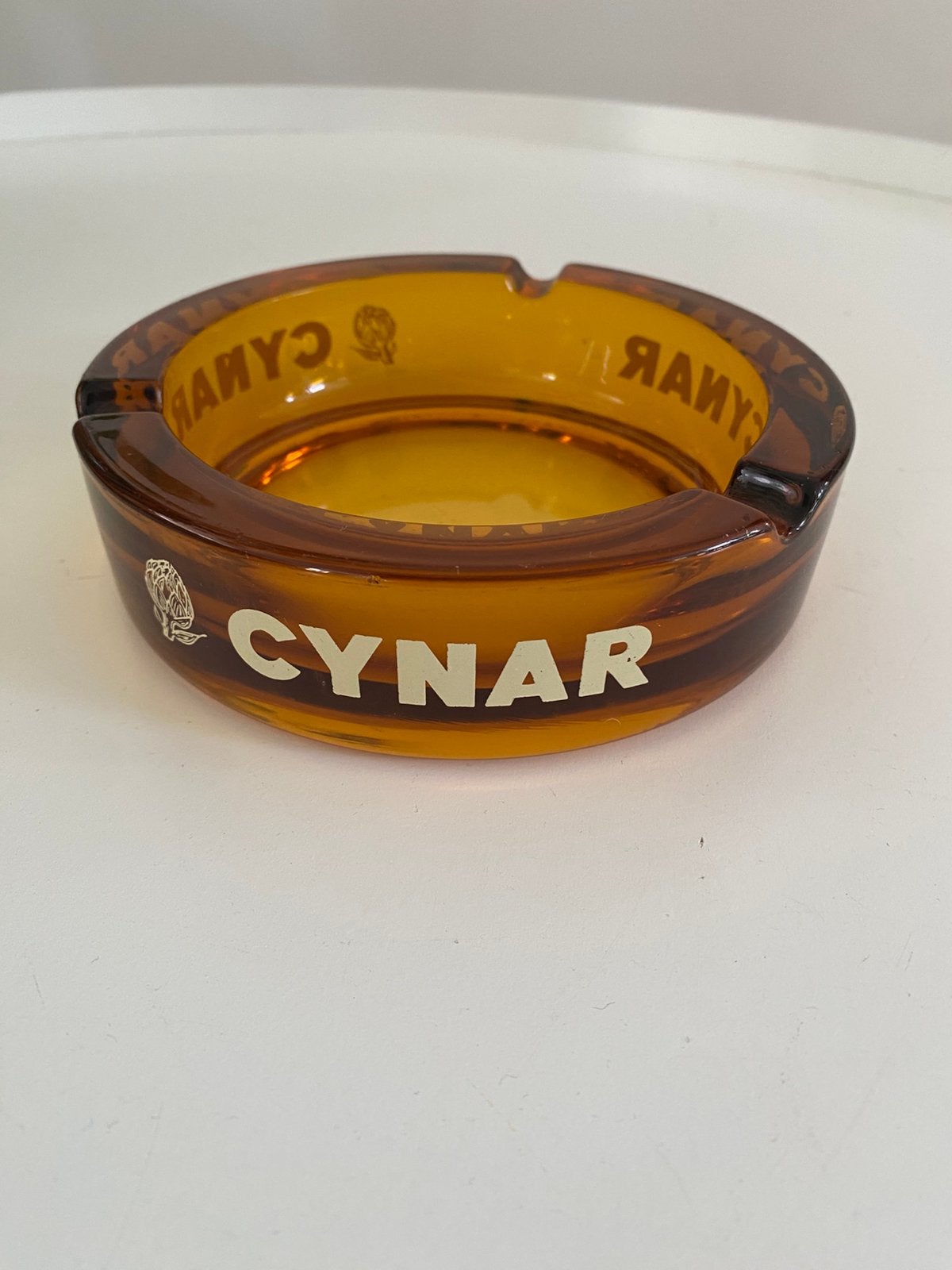 Grote Vintage Cynar asbak Amberglas jaren 70., Ophalen, Huis en Inrichting
