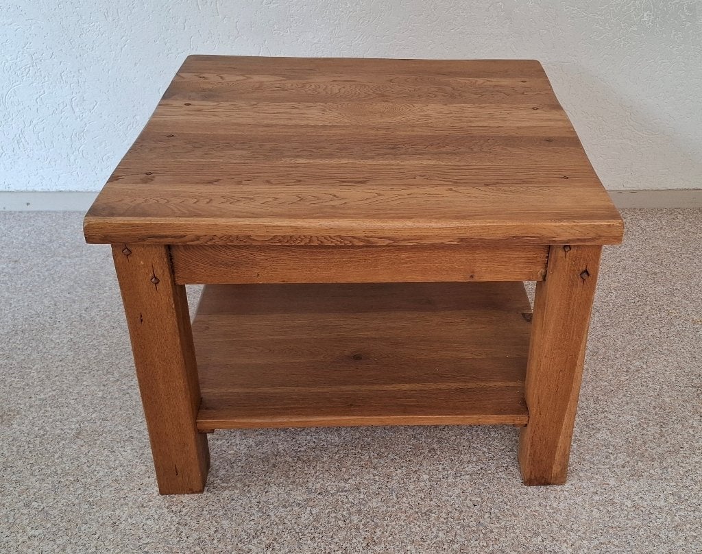 Eiken salontafel 70x70x50 cm 1 of 2 stuks, 100 tot 150 cm, Eikenhout, Zo goed als nieuw, Rechthoekig