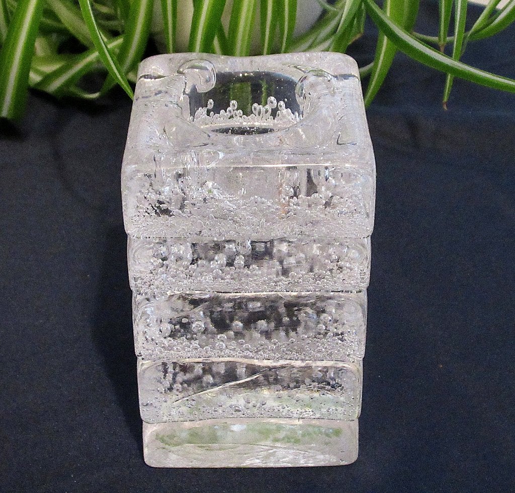 Vintage Floris Meydam glazen kandelaar, Leerdam  art glas., Antiek en Kunst, Ophalen of Verzenden