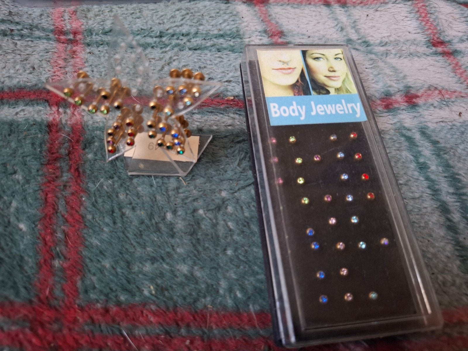55 x labret piercings gold plated, Staal, Lip- of Labretpiercing, Nieuw