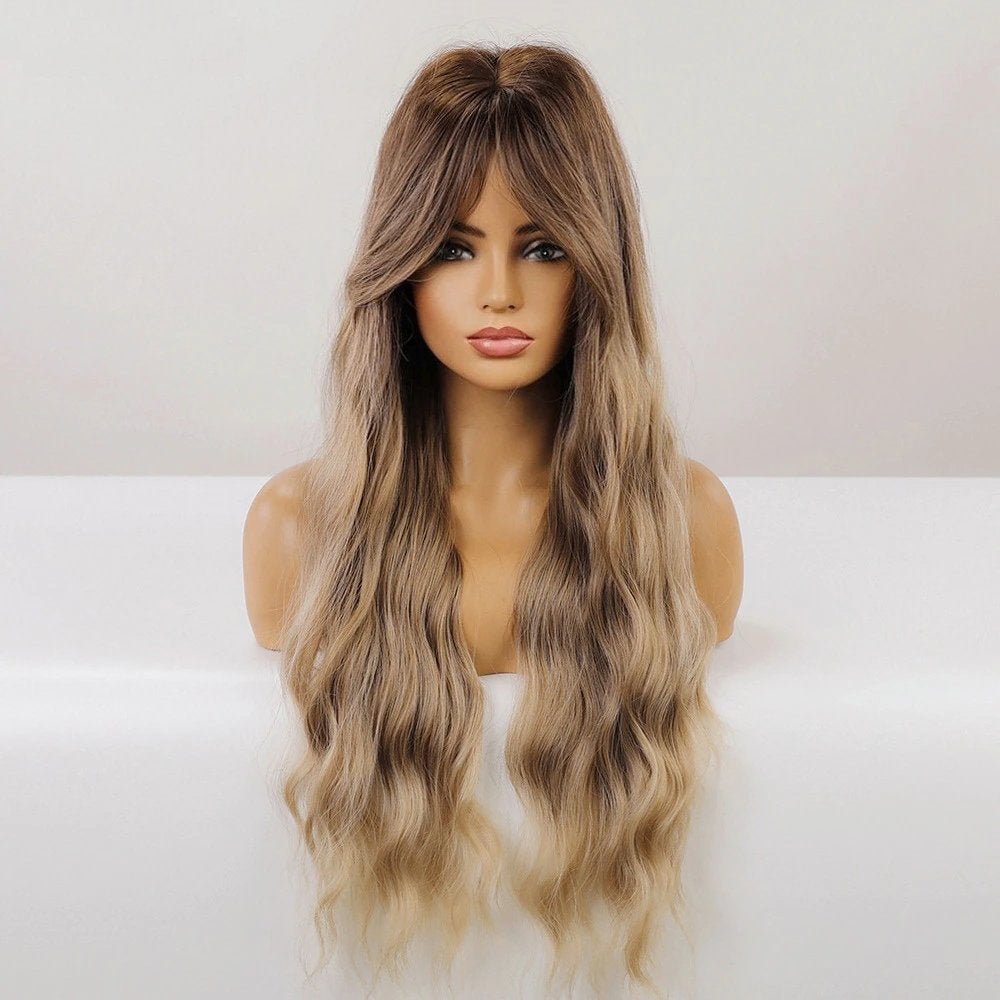 Blonde Donkerblonde Pruik Met Slag Ombre Haar Haren Dames, Verzenden, Nieuw, Pruik of Haarverlenging