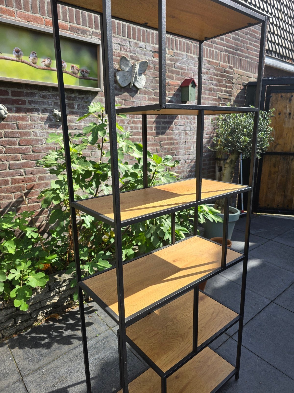 Industriële Boekenkast/Open Kast met Houten Planken, Met plank(en), Industrieel, Modern, 50 tot 100 cm, Zo goed als nieuw