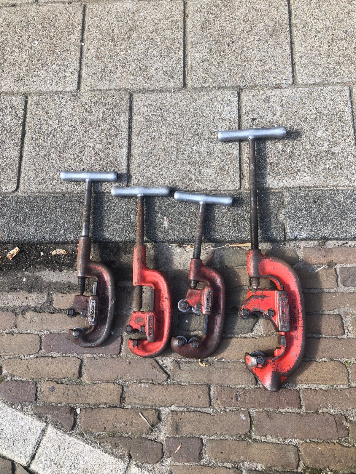 Ridgid pijpsnijders - Set van 4, Doe-het-zelf en Verbouw, Ophalen of Verzenden, Gebruikt, Snijgereedschap, Ridgid