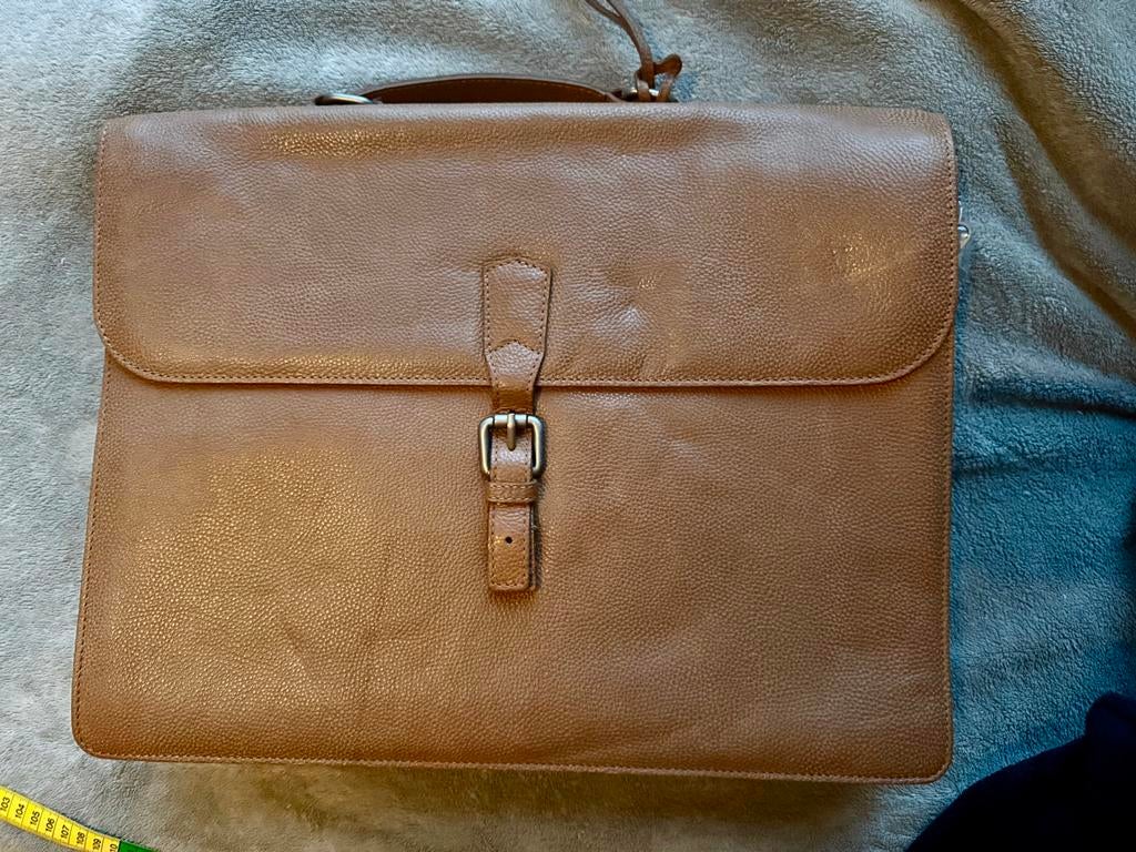Gloednieuwe cowboy bag aktetas - Echt leder - Nooit gebruikt, Computers en Software, Laptoptassen, Ophalen, Bruin, 15 inch, Nieuw