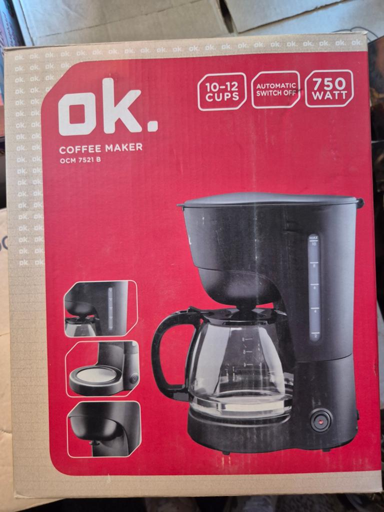 OK. Koffiezetapparaat - 10-12 kopjes, 750W, Ophalen, Afneembaar waterreservoir, 10 kopjes of meer, Gemalen koffie