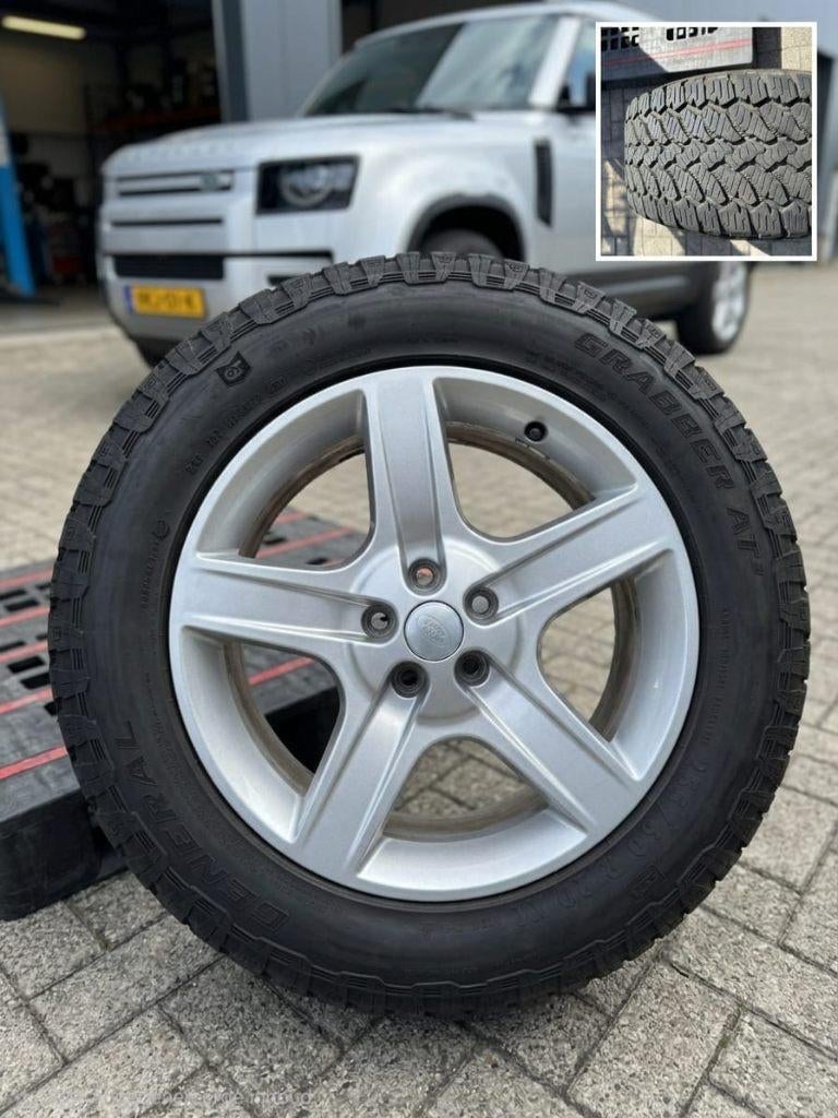 Land Rover Defender 20 inch Velgenset + General Grabber AT3, Auto-onderdelen, Banden en Velgen, Ophalen, Gebruikt, 255 mm, Velg(en)
