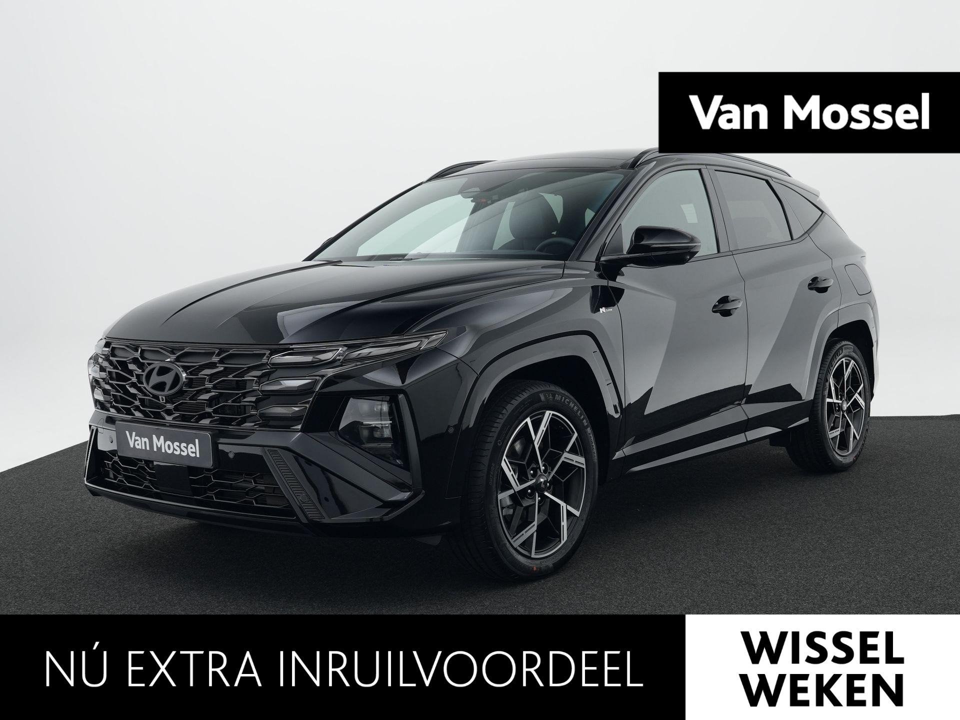 Hyundai Tucson 1.6 T-GDI HEV N Line Sky | Panorama dak | Sto, Auto's, Dealer onderhouden, 4 cilinders, Met garantie (alle), Zwart
