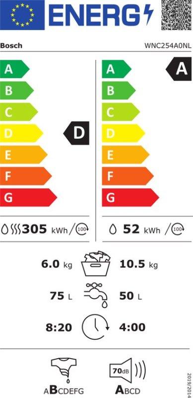Bosch was-droogcombinatie WNC254A0NL - Serie 8, Minder dan 85 cm, BSH Huishoudapparaten, 8 tot 10 kg, Nieuw