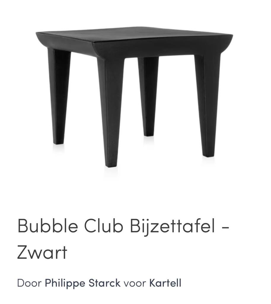 GEZOCHT Kartell Bubble CLUB Bijzettafel Zwart, Huis en Inrichting, Ophalen, Minder dan 45 cm, Gebruikt, Vierkant
