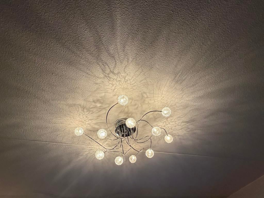 10€ plafondlamp 12 lichtpunten dimbaar, 80cm diameter, Ophalen of Verzenden, Gebruikt, Overige merken