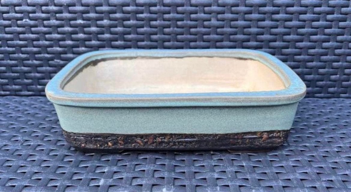 Bonsai schaal handgemaakt Slovakia blauw-bruin 24,5x16,7x6,5, Nieuw, Ophalen of Verzenden, Aardewerk, Rechthoekig
