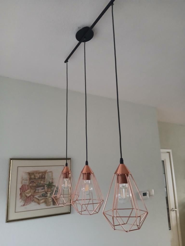 Messing hanglamp, Ophalen, Gebruikt, 50 tot 75 cm, Metaal