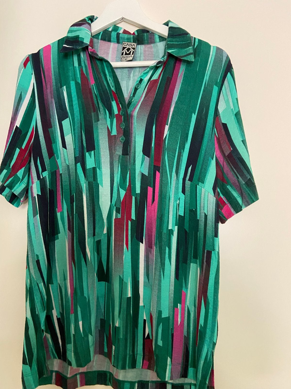 Casa Moda poloshirt Maat 42 met Abstracte Print, Kleding | Dames, Blouses en Tunieken, Zo goed als nieuw, Maat 42/44 (L), Groen