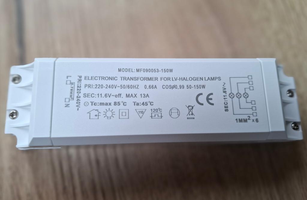 halogeen trafo 230V  12V  50-150W, halogeentransformator, Ophalen of Verzenden, Nieuw, Metaal of Aluminium, Halogeen
