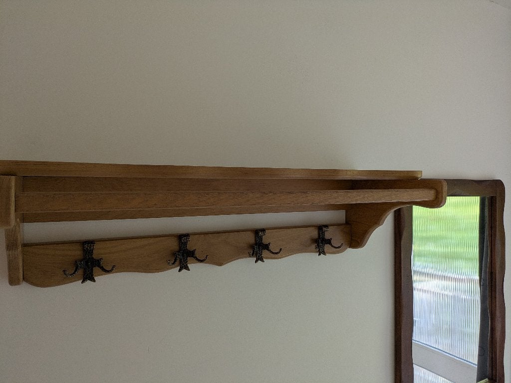 Eiken wandkapstok met 4 dubbele haken, Gebruikt, Minder dan 100 cm, Hout, Ophalen