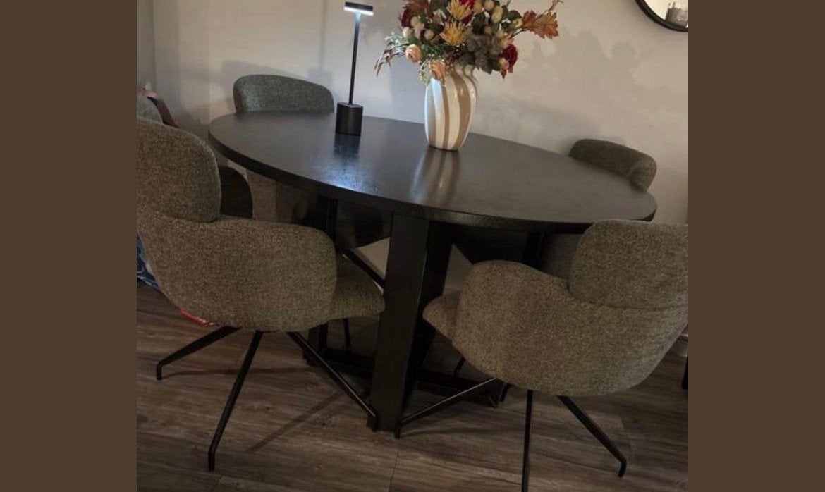 4 Elegante eetkamerstoelen /draai. capri nieuw - 4 stuks, Huis en Inrichting, Ophalen, Bruin, Nieuw, Vier