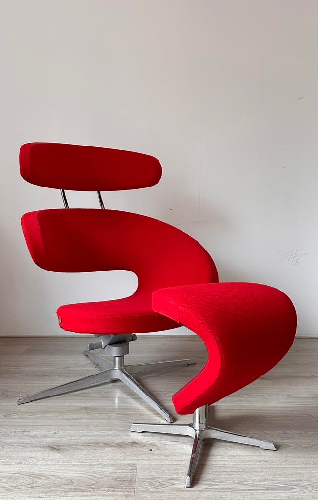 Varrier Peel met hocker, Huis en Inrichting, Fauteuils, Ophalen, 75 tot 100 cm, Zo goed als nieuw, Stof