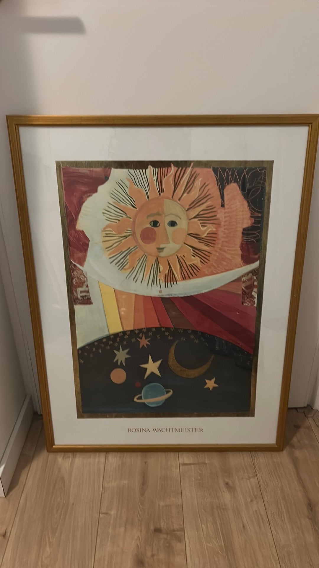Rosina Wachtmeister poster in goudkleurige houten lijst, Ophalen, Zo goed als nieuw, Foto of Poster, 75 – 100
