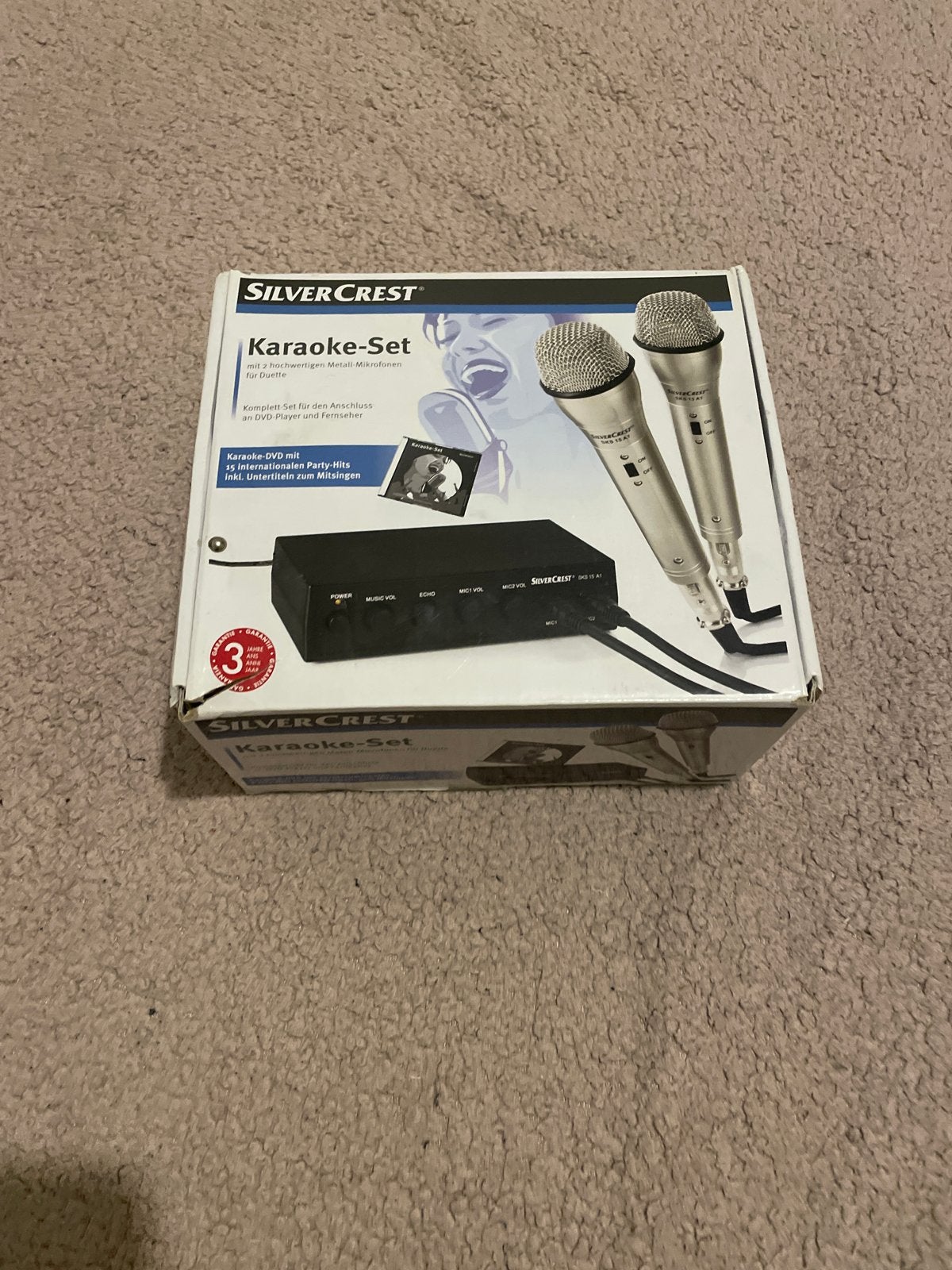SilverCrest Karaoke-Set met 2 microfoons en DVD, Audio, Tv en Foto, Ophalen of Verzenden, Zo goed als nieuw, Complete set