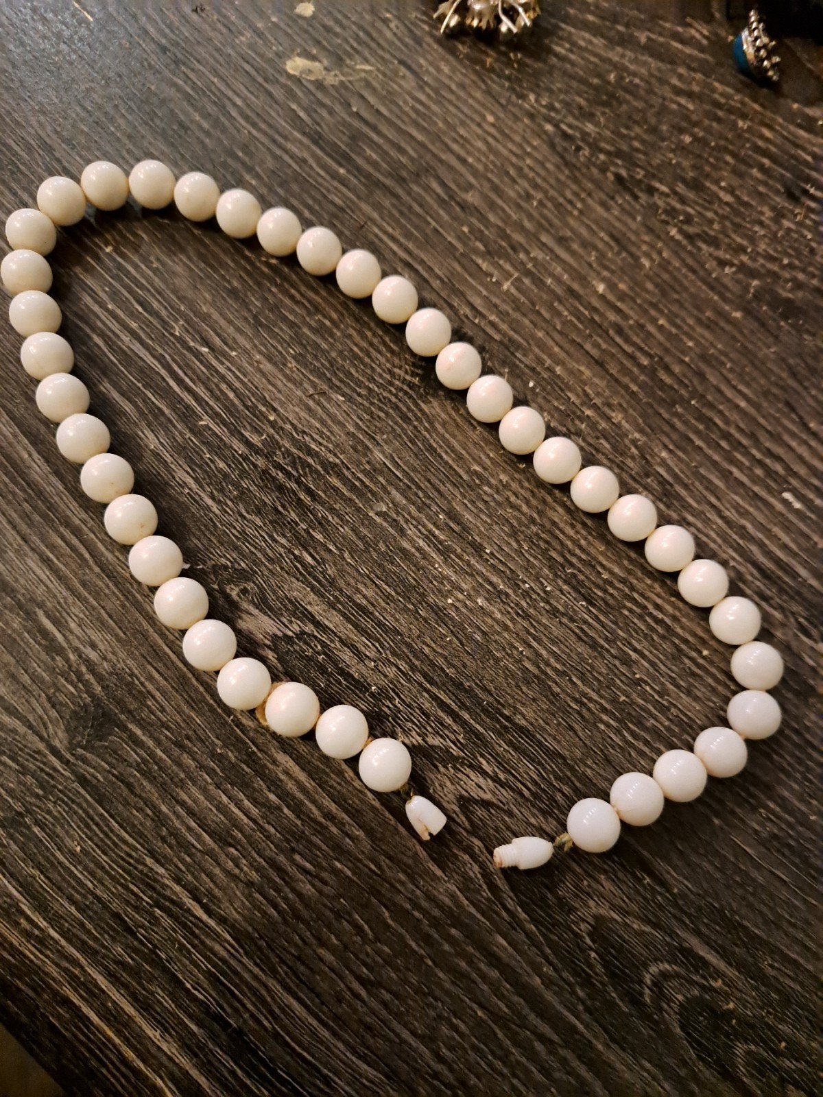 Vintage Witte Kralen Ketting, Sieraden, Tassen en Uiterlijk, Ophalen of Verzenden, Gebruikt, Wit, Overige materialen