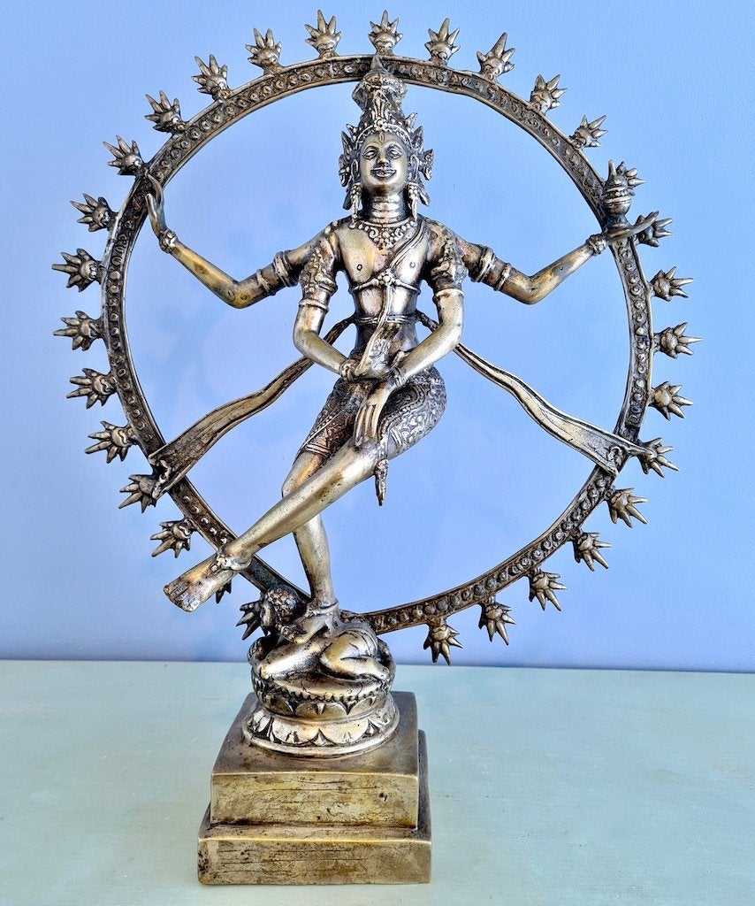 GROOT SHIVA NATARAJ BEELD BRONS 46 CM (OOST-JAVA), Verzamelen, Religie, Ophalen of Verzenden, Zo goed als nieuw, Beeld(je), Hindoeïsme
