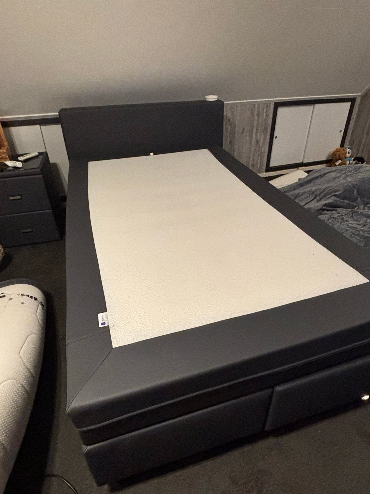 Boxspring 120x200 met PU leer antraciet - Afhalen Putten, Ophalen, Gebruikt, Twijfelaar, 120 cm