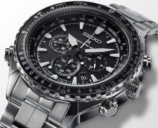 Seiko Prospex Radio Sync Solar World Time Chronograph, Staal, Polshorloge, Ophalen of Verzenden, Zo goed als nieuw