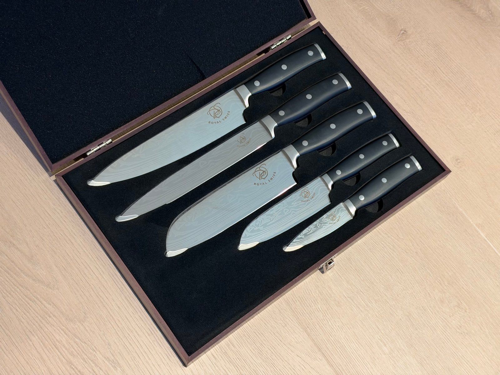 Royal Chef Messenset - 5-delig in luxe houten kist, Huis en Inrichting, Los bestek, Nieuw, Ophalen of Verzenden, Rvs of Chroom