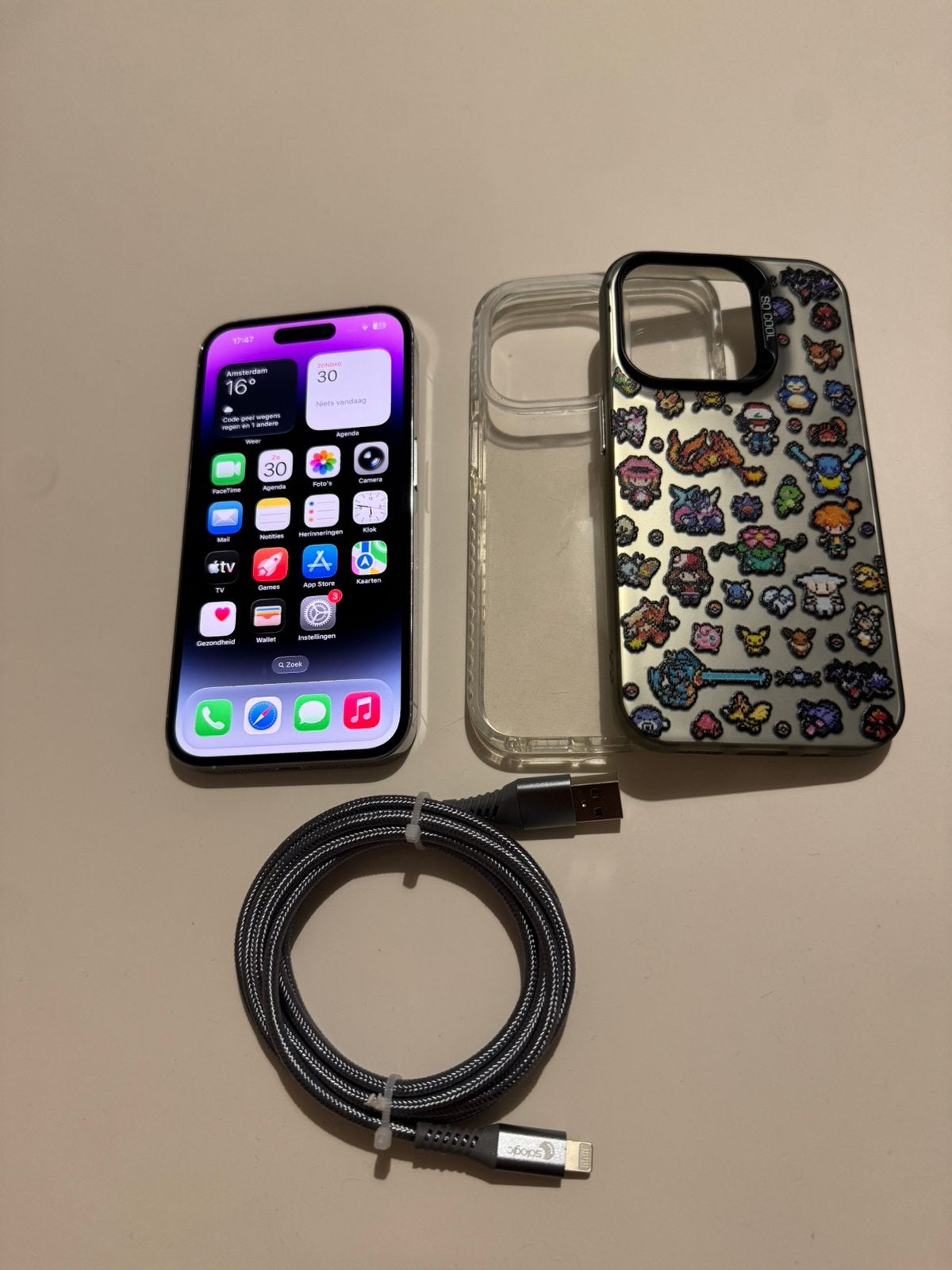 Iphone 14 Pro 128GB | 2 Hoesjes + Oplaadkabel, 80 %, Ophalen of Verzenden, Zonder simlock, Zonder abonnement