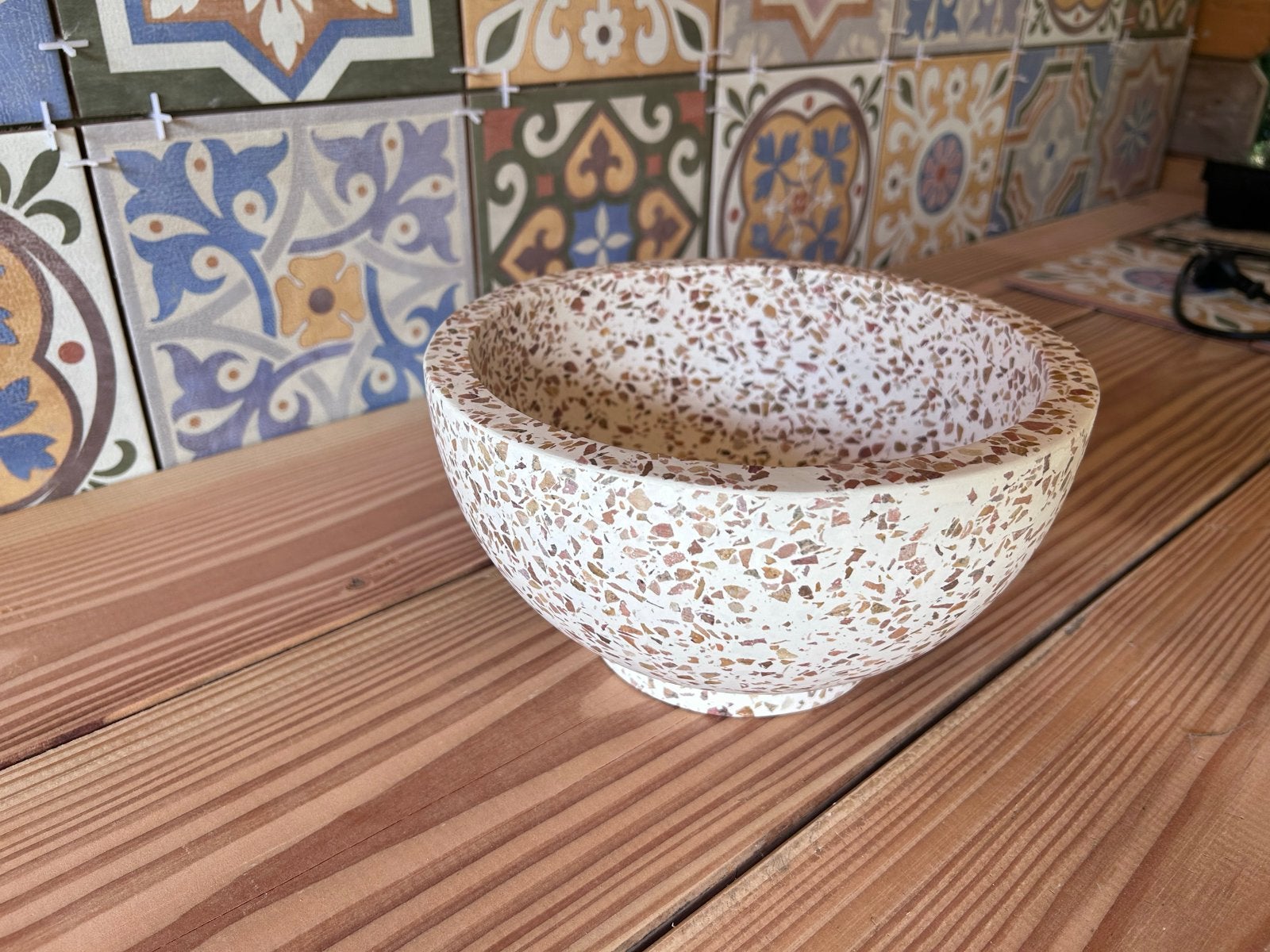 Differnz River waskom - 23x23x12cm - terrazzo beige, Ophalen of Verzenden, Nieuw, Steen, Wastafel