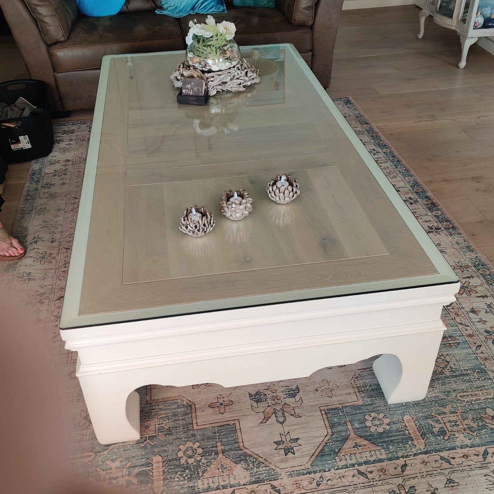 grote opiumtafel 200x100. kleur wit met naturelblad.i, Ophalen, 50 – 75, Type opium, 200 cm of meer