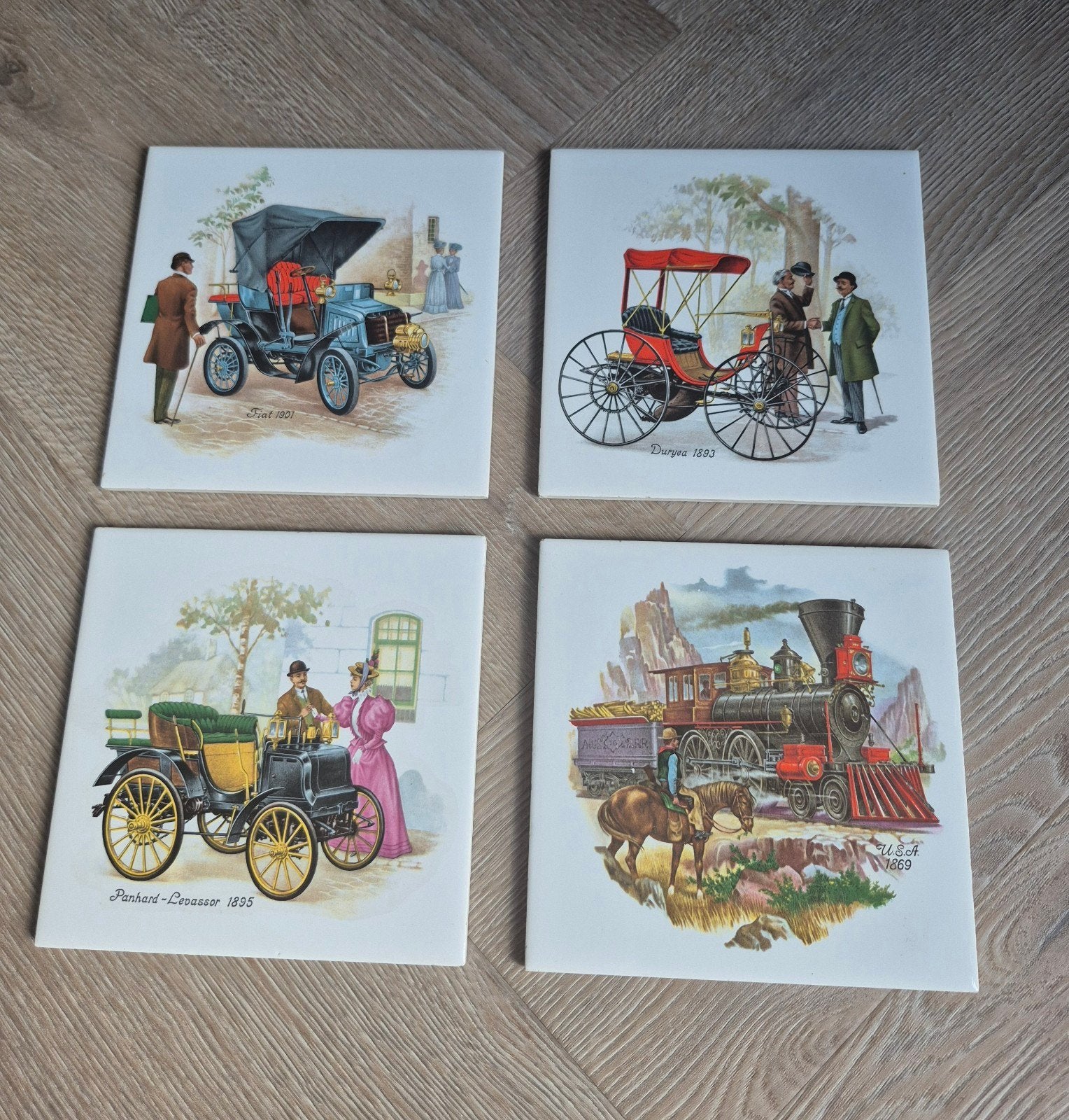 4 vintage tegeltjes, Antiek en Kunst, Ophalen of Verzenden