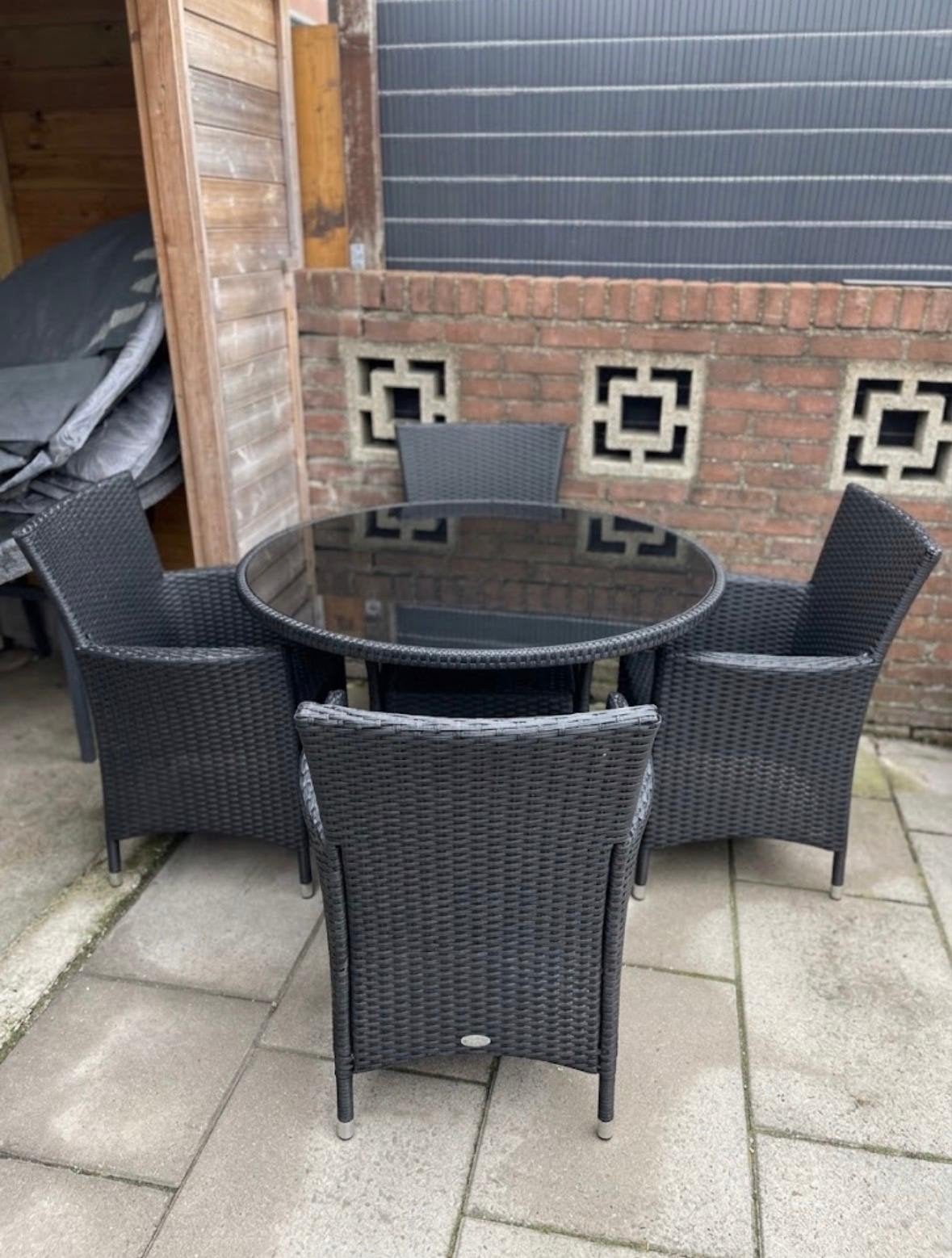 Tuinset met tafel en 4 stoelen, Tuin en Terras, Tuinsets en Loungesets, Ophalen, Zo goed als nieuw, 4 zitplaatsen, Tuinset