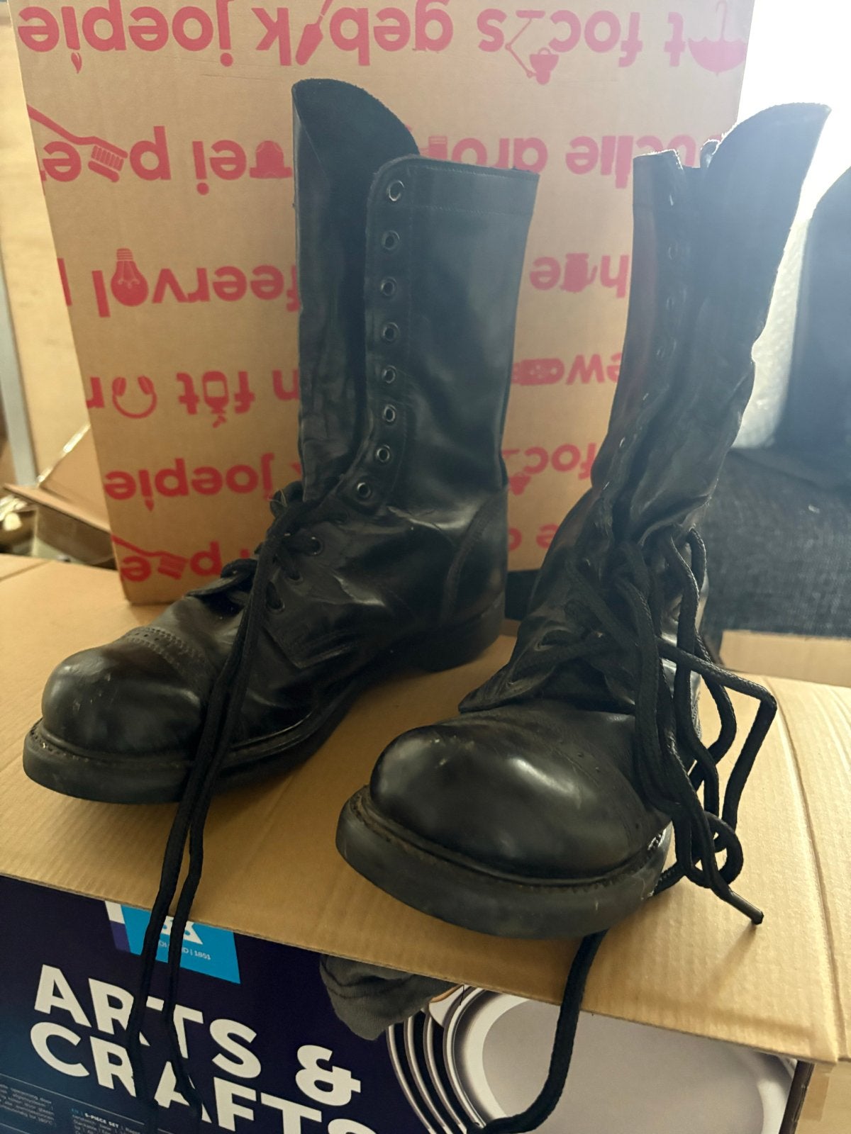 US Airborne Jump Boots - Zwarte Leren Militaire Laarzen, Ophalen of Verzenden